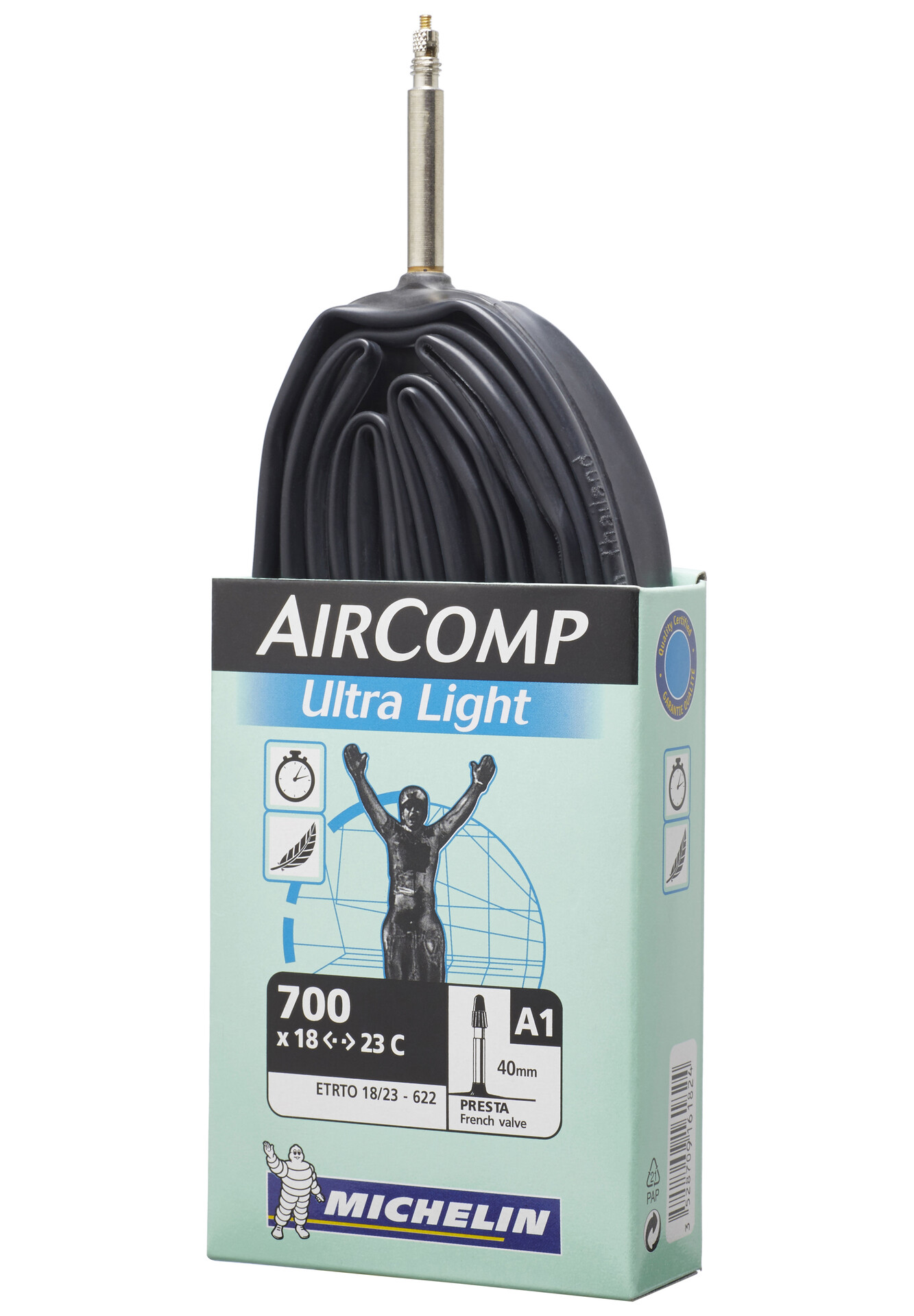 x Michelin AirComp Ultra-Light 700x18//23 Presta 40mm Road Bicycle Tubes Two 2