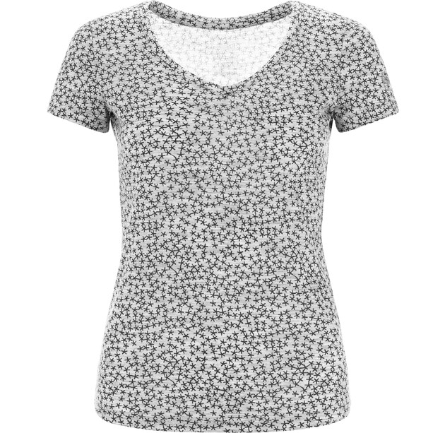 super.natural Base Print 140 T-shirt à col en V Femme, blanc/noir