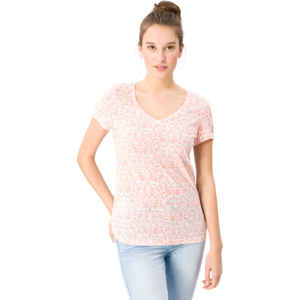 super.natural Base Print 140 V-Ausschnitt T-Shirt Damen weiß/pink
