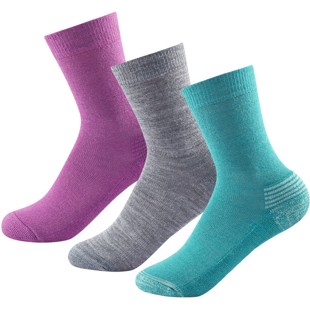 Devold Daily Medium Socks 3 Pack Barn flerfärgad