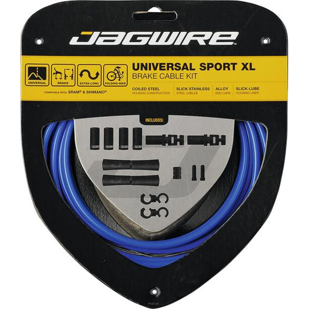 Jagwire Sport XL Kit Câbles de frein universels pour Shimano/SRAM, bleu