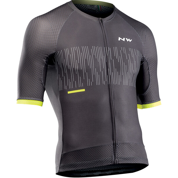 Northwave Storm Air Short Sleeve Jersey Men anthracite/yellow fluo