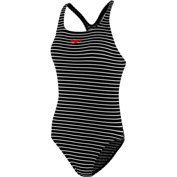speedo Essentials Endurance+ Medalist Swimsuit Women stripe black/white