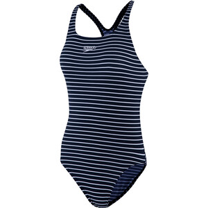 speedo Essentials Endurance+ Medalist Swimsuit Women stripe navy/white stripe navy/white
