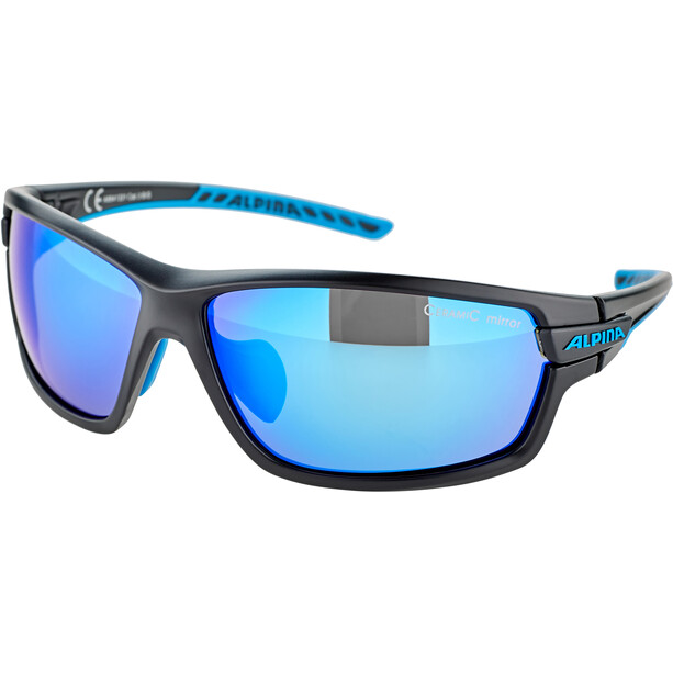 Alpina Tri-Scray 2.0 Glasses black matt-cyan/blue mirror