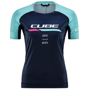 Cube Teamline Jersey Korte Mouwen Ronde Hals Dames, blauw/turquoise