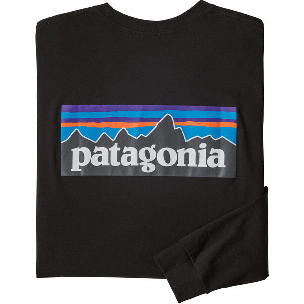 Patagonia P-6 Logo Camiseta LS Responsibili Hombre, negro
