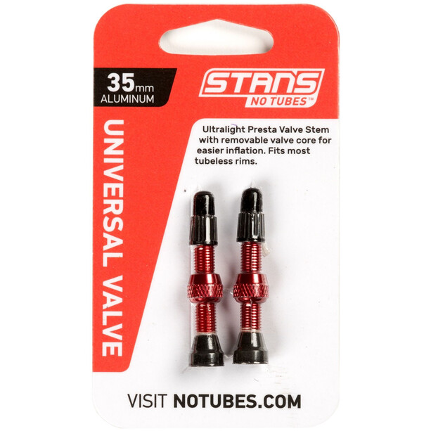 Stan's NoTubes Universal Tubeless Ventil Presta Aluminium 35mm rot