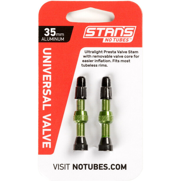 Stan's NoTubes Universal Válvula Tubeless Presta Aluminio 35mm, verde