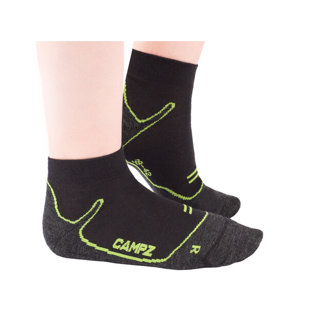 CAMPZ Sneaker Socken Merino schwarz/grün