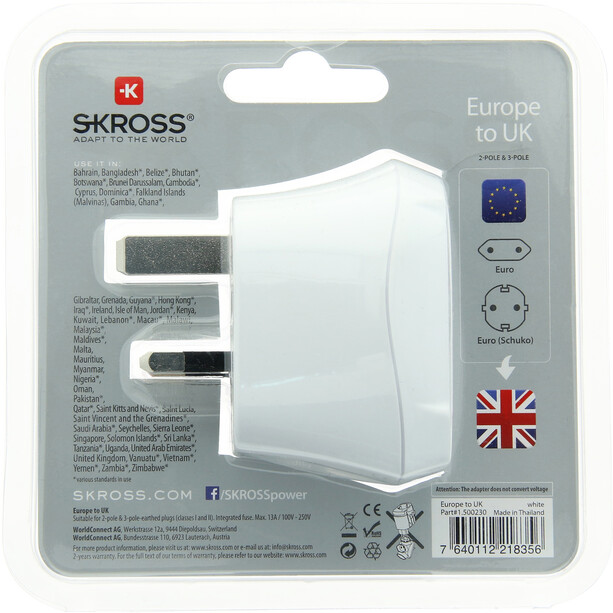 SKROSS Schutzkontakt Adapter für UK