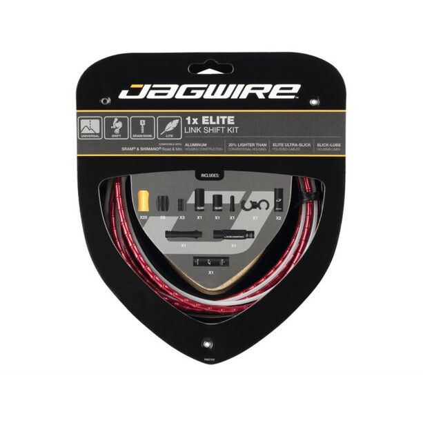 Jagwire 1X Elite Link Set de câble de dérailleur, rouge