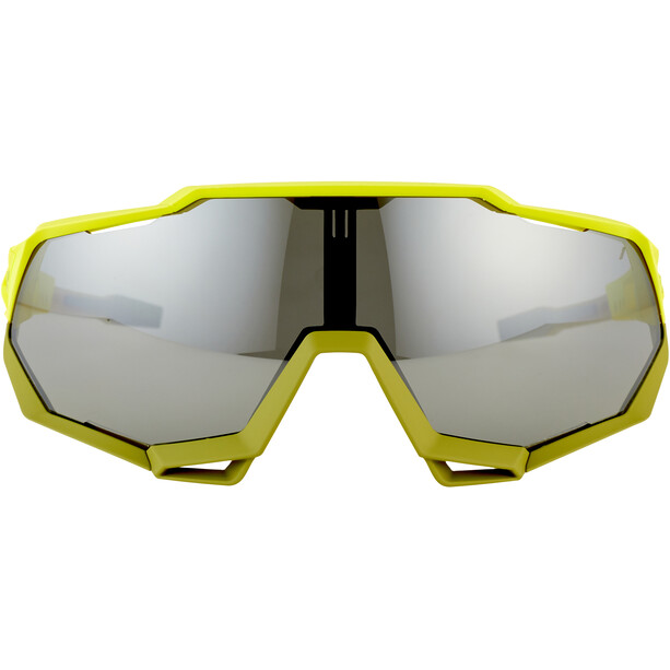 100% Speedtrap Glasses soft tact banana/black mirror
