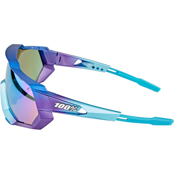 100% Speedtrap Glasses matte metallic into the fade/blue mirror