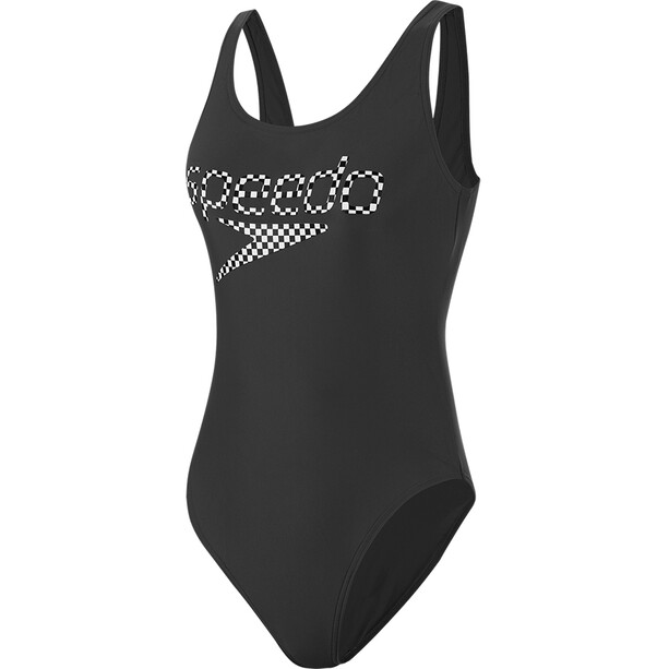speedo Logo Deep U-Back Strój kąpielowy Kobiety, czarny