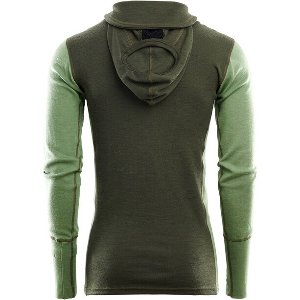 Aclima WarmWool Hood Sweater with Zip Men olive night/dill/marengo