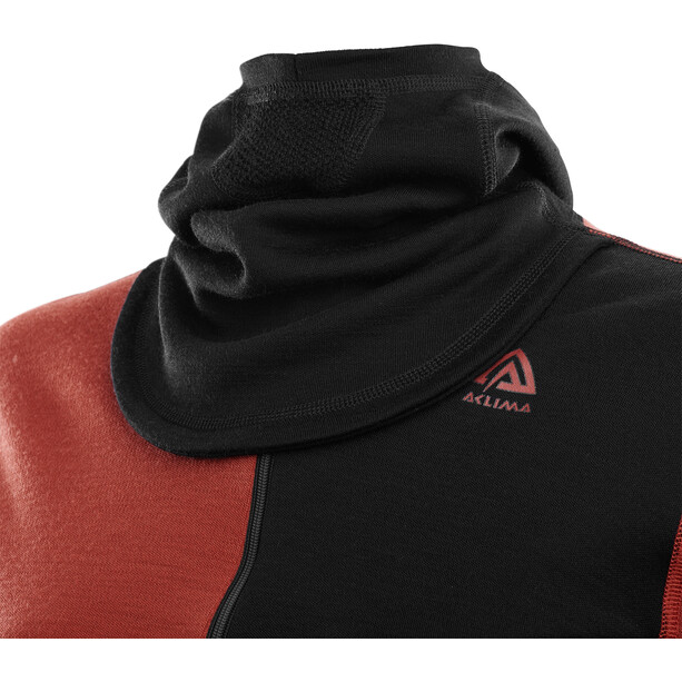 Aclima WarmWool Kapuzensweater mit Zip Damen schwarz/rot