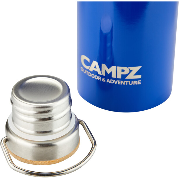 CAMPZ Isolierte Flasche mit Bambus Deckel 750ml blau