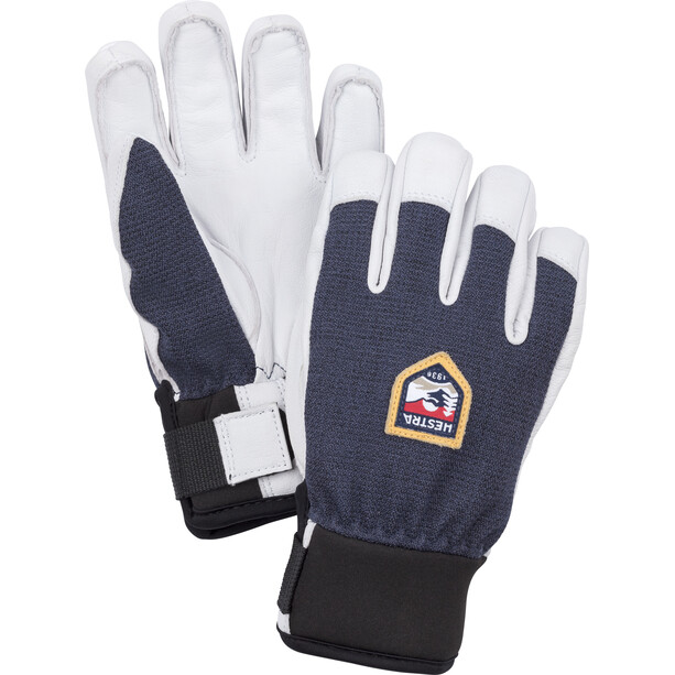 Hestra Army Leather Patrol 5 Finger Gloves Kids blå/vit