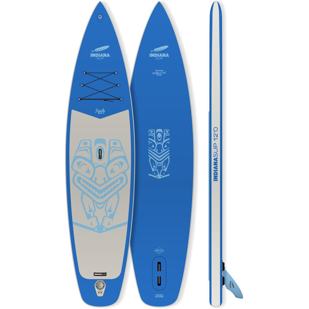Indiana SUP 12'0 Family Pack with 3-piece Fibre/Composite Paddle, niebieski/szary