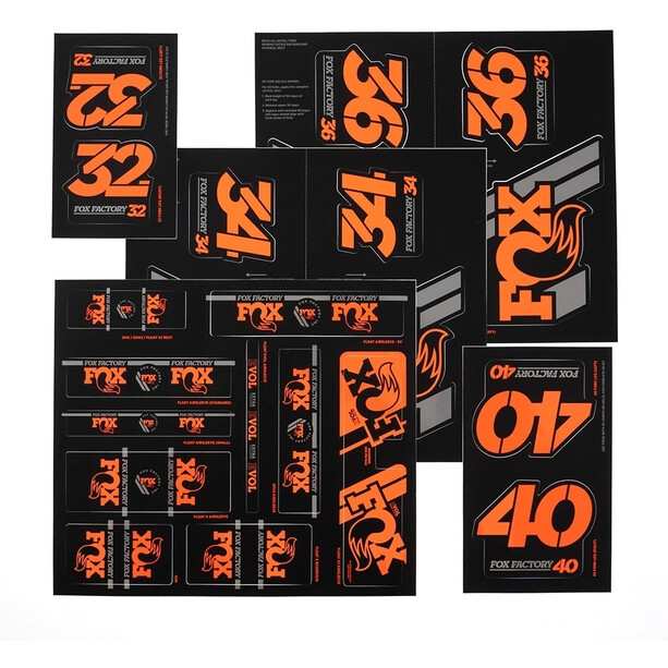 Fox Racing Shox AM Heritage Sticker Set für Federgabel und Dämpfer schwarz/orange