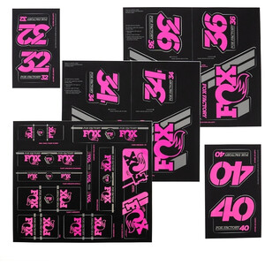 Fox Racing Shox AM Heritage Sticker Set für Federgabel und Dämpfer schwarz/pink schwarz/pink