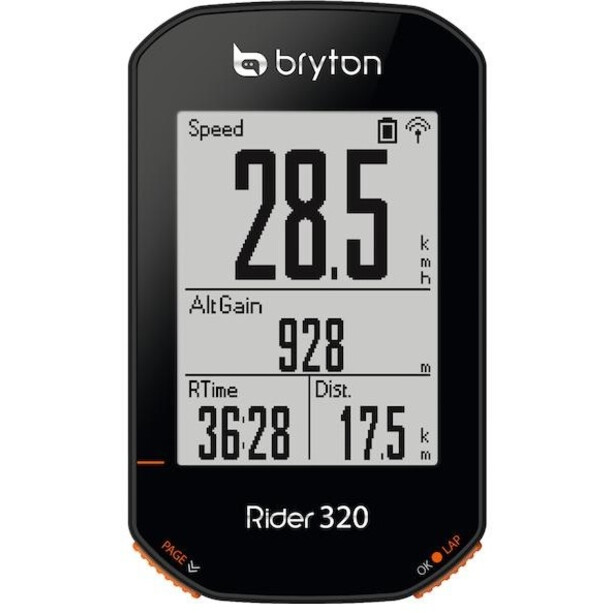 Bryton Rider 320 T Compteur de vélo Avec capteur Candence/moniteur de fréquence cardiaque, noir