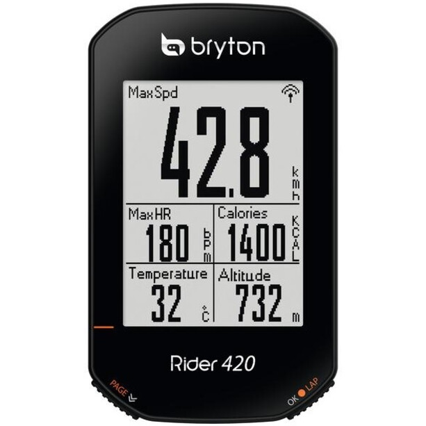 Bryton Rider 420 T Ciclocomputer con sensore di cadenza/monitor della frequenza cardiaca, nero