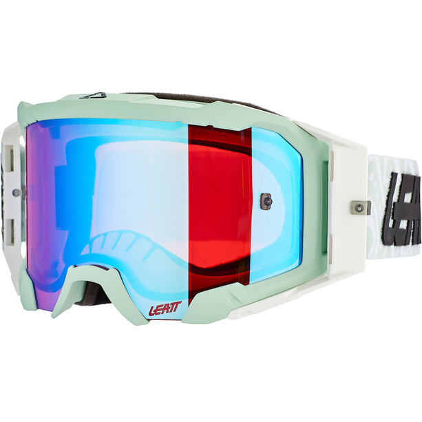 Leatt Velocity 5.5 Iriz Gafas con Lentes Antiniebla Espejo, blanco/azul