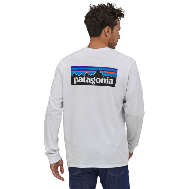 Patagonia P-6 Logo Camiseta LS Responsibili Hombre, blanco