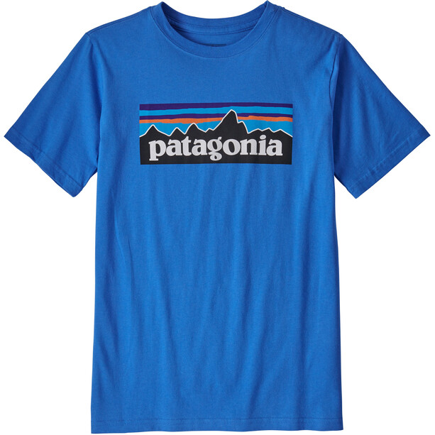 Patagonia P-6 Logo Organic Lyhythihainen Paita Pojat, sininen