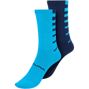 Endura Coolmax Gestreepte sokken 2 stuks Heren, blauw blauw
