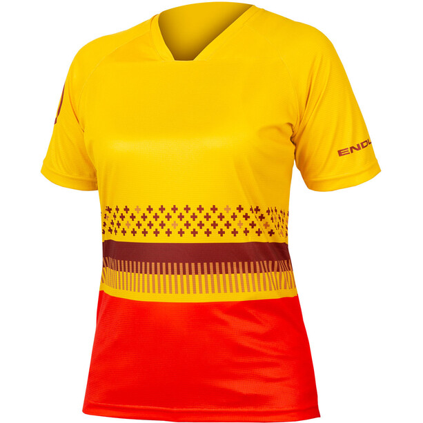 Endura SingleTrack Print Camiseta Mujer, amarillo/rojo