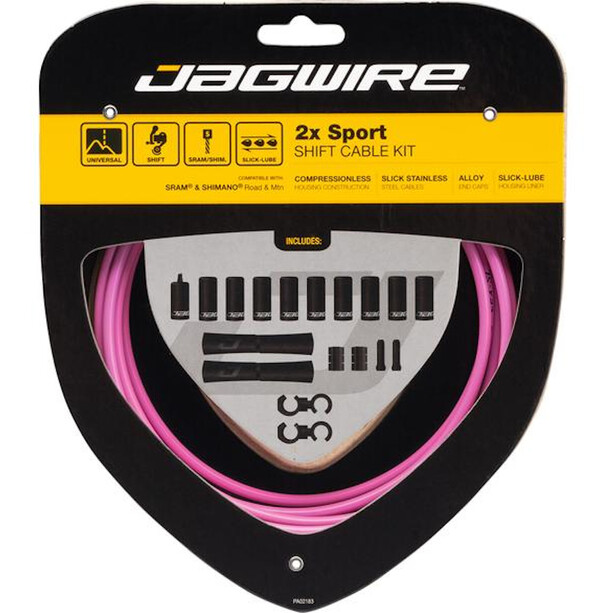 Jagwire 2X Sport Shift Set de câble de dérailleur pour Shimano/SRAM, rose