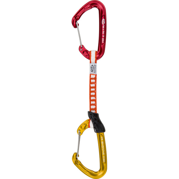 Climbing Technology Fly-Weight Evo Set Moschettoni Quickdraw 10mm 12cm pacco da 6, rosso/giallo