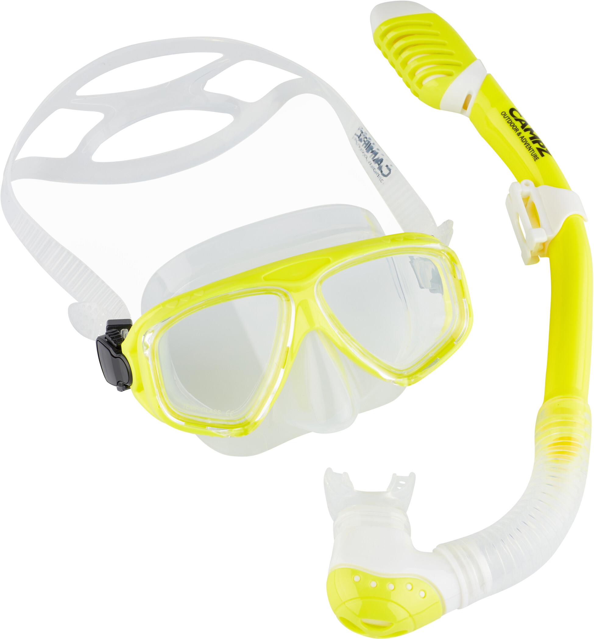 CAMPZ Tauch-Set Maske + Schnorchel Kinder gelb/transparent