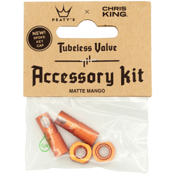 Peaty's X Chris King MK2 Accessoire set voor tubeless ventielen, oranje