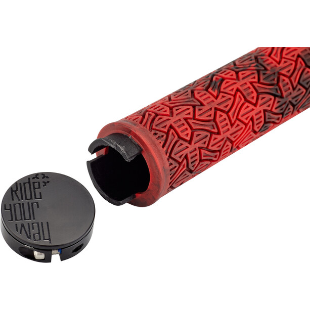 DARTMOOR Icon Lock-On Chwyty rowerowe - gripy, czerwony/czarny