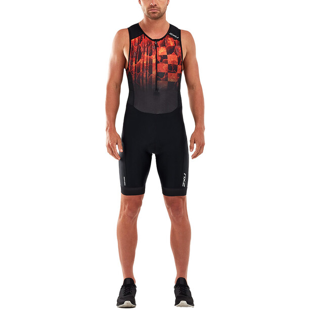 2XU Perform Kombinezon triathlonowy z zamkiem błyskawicznym z przodu Mężczyźni, czarny/pomarańczowy