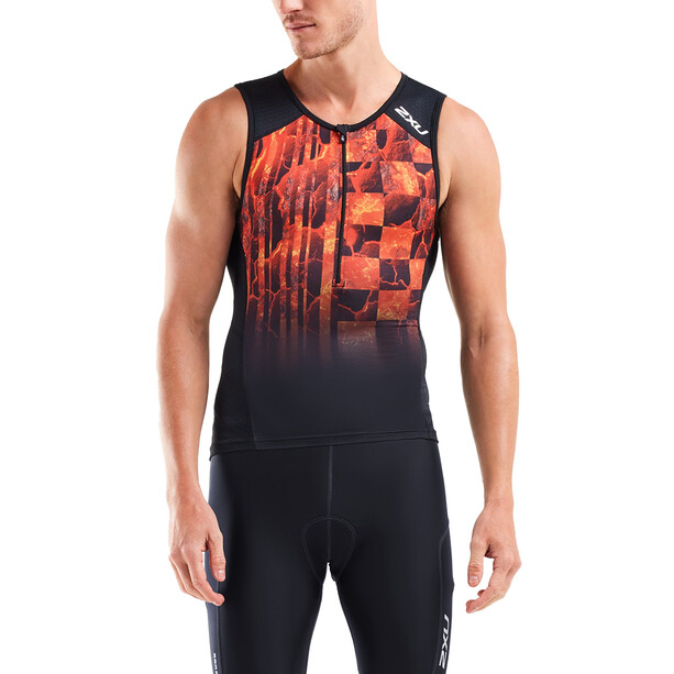 2XU Perform Koszulka triathlonowa Mężczyźni, czarny/pomarańczowy