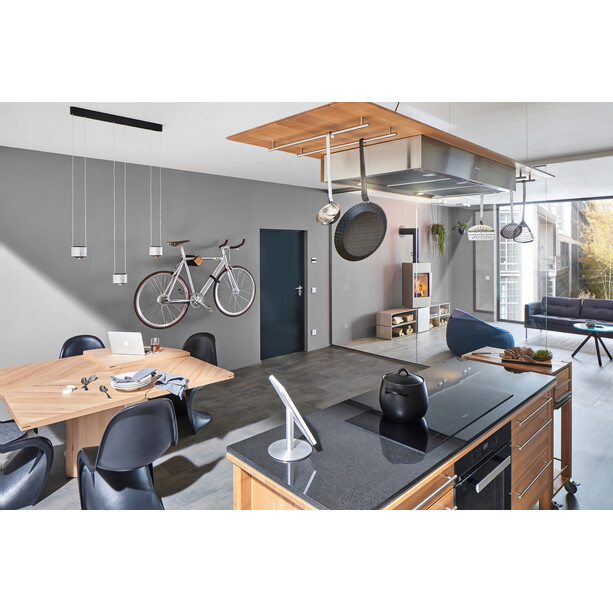 PARAX D-Rack Supporto da muro per bicicletta alluminio con frontale in legno, nero/beige