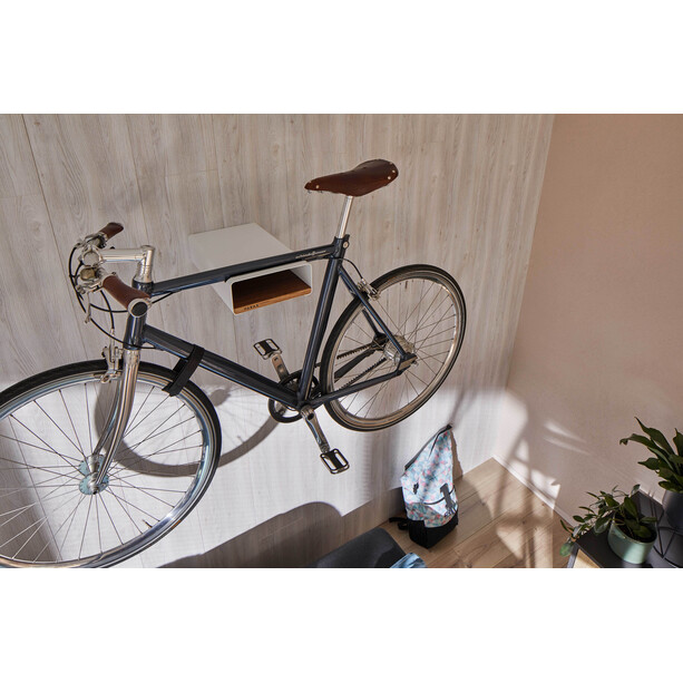 PARAX S-Rack Soporte de pared para bicicleta Aluminio, blanco/marrón