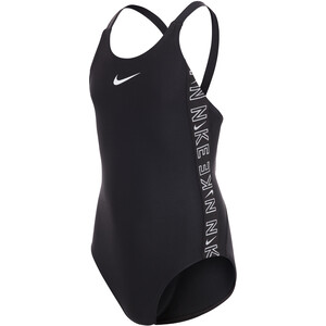 Nike Swim Logo Tape Fastback One Piece Badeanzug Mädchen schwarz schwarz