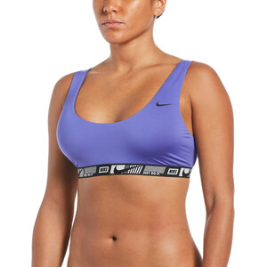 Nike Swim Logo Tape Scoop-Neck Bikinioberteil Damen blau blau
