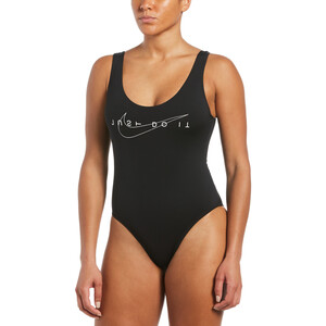 Nike Swim Multi Logo U-Back One Piece Badeanzug Damen schwarz schwarz