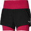 Mizuno 4.5 Shorts 2 En 1 Femme, noir/rouge