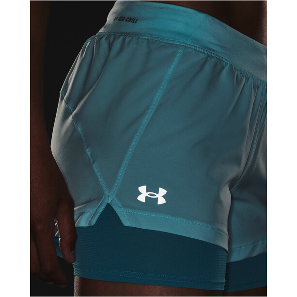 Under Armour Isochill Run 2-in-1 shorts Dames, turquoise/petrol