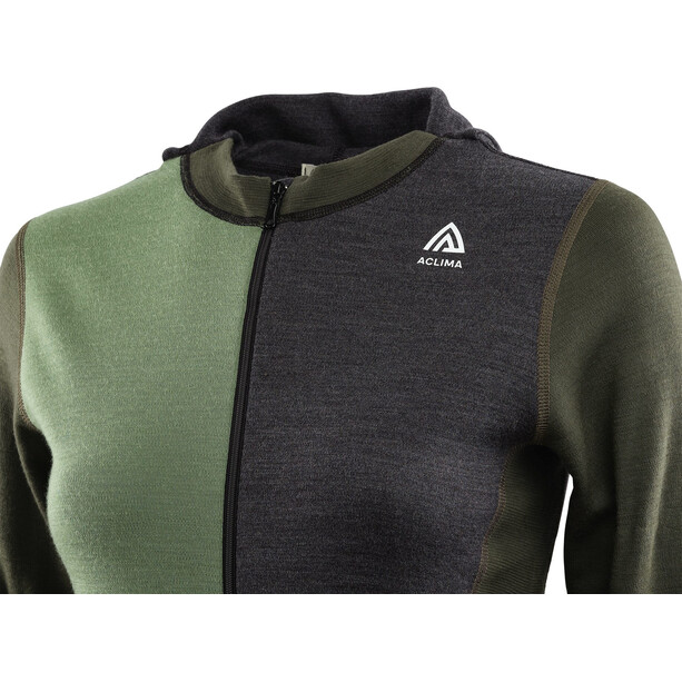 Aclima WarmWool Kapuzensweater mit Zip Damen grün