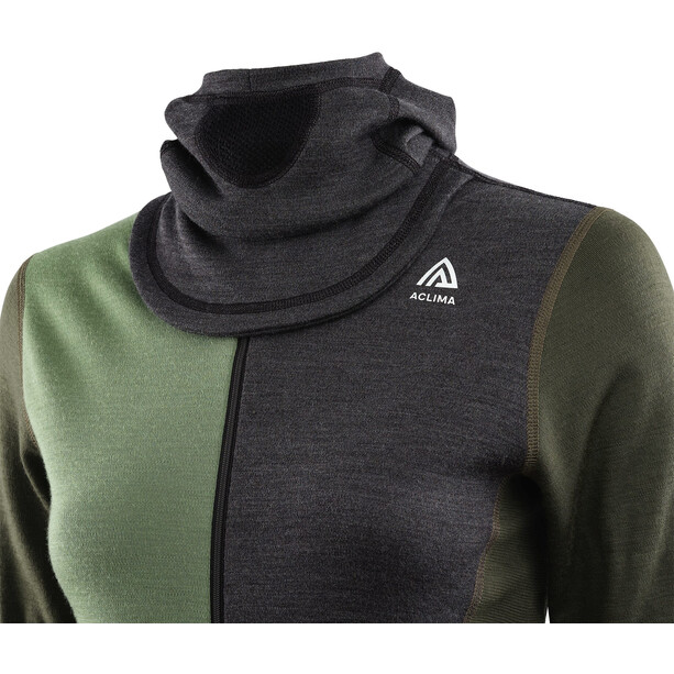 Aclima WarmWool Kapuzensweater mit Zip Damen grün