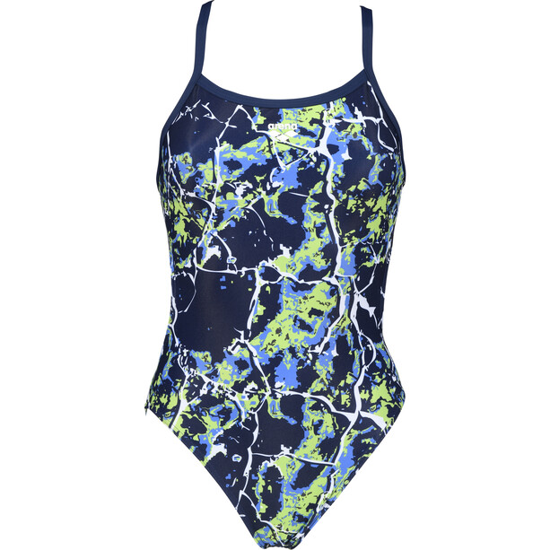 arena Earth Texture Challenge Back Swimsuit Women, bleu/Multicolore